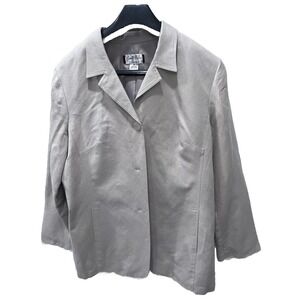 Vintage‎ Mary McFadden Linen Blend Ivory Blazer Jacket Single Breasted Sz 18